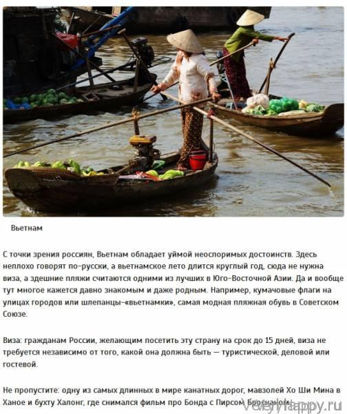 9 безвизовых стран для российских туристов 