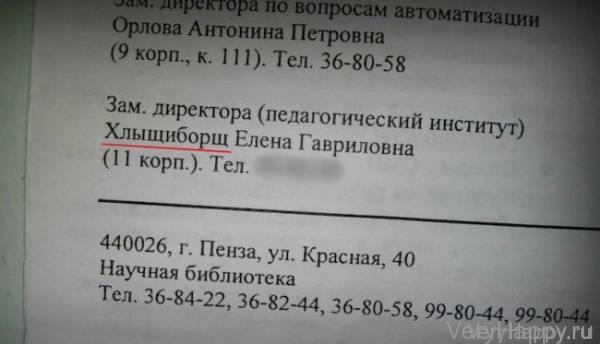 Забавные фамилии (20 фото)