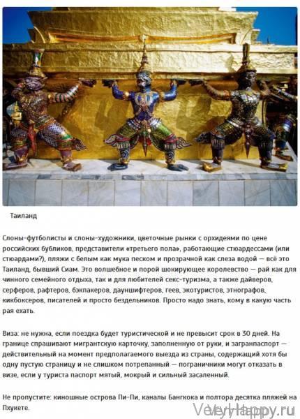 9 безвизовых стран для российских туристов 